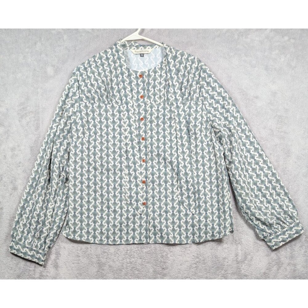 Royal Monk Women’s Top Size 2XL  Green Button Up Blouse Mature Office Casual